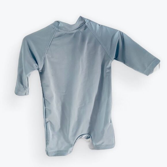 Preloved Cuddle Club Rashguard Swimsuit Gray and White Size 6-12 months - Picture 2 of 3